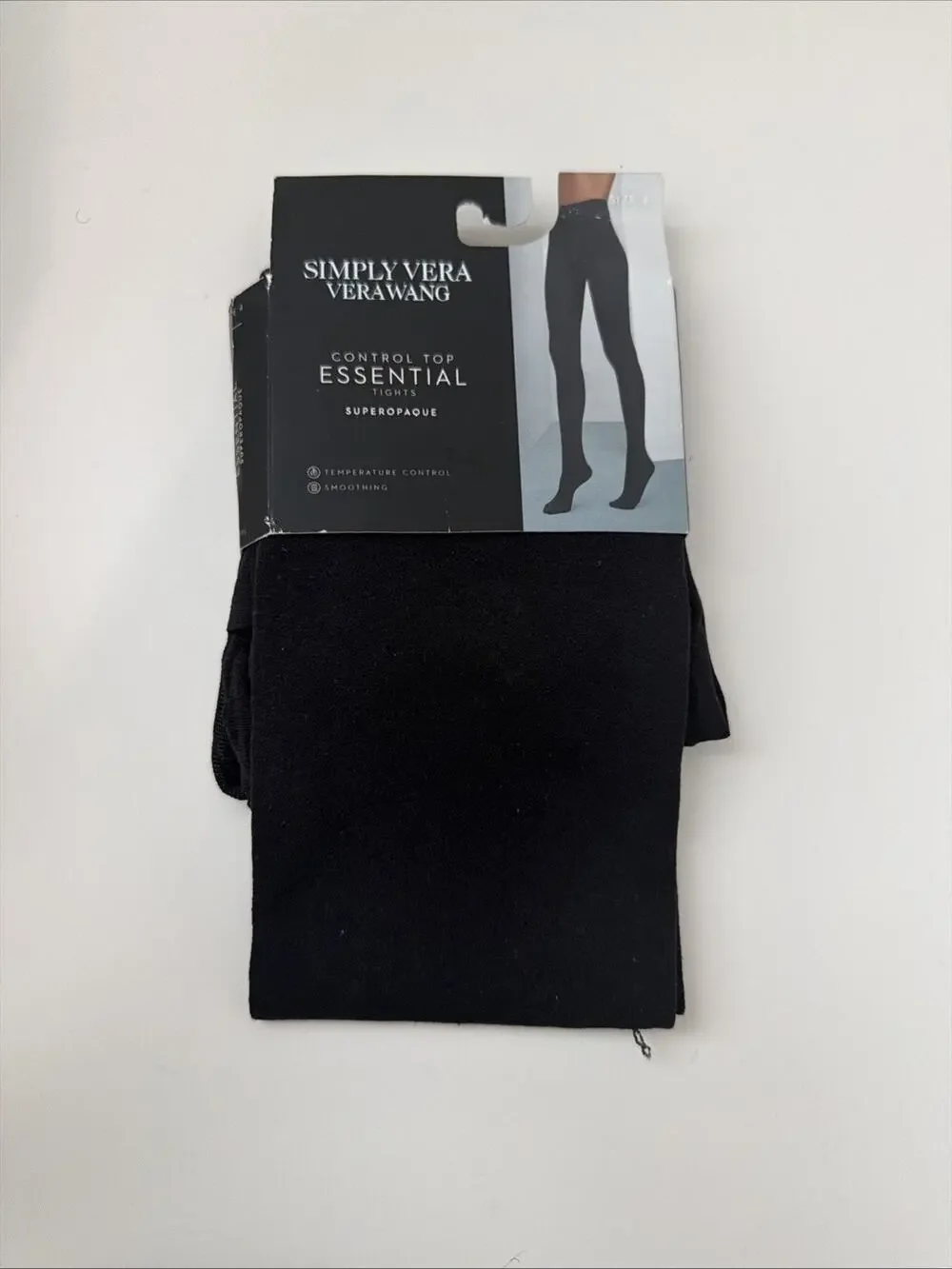 Simply Vera Wang Control Top Essential Tights -Black- Superopaque- Sz 4